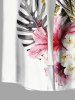 Plus Size Flowers Tropical Leaf Print Buttons Pocket Hawaii Shirt For Men -  