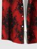 Chemise grande taille à imprimé floral tie-dye avec poches et boutons pour homme - Rouge 5XL