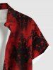 Chemise grande taille à imprimé floral tie-dye avec poches et boutons pour homme - Rouge 5XL
