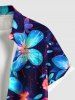 Chemise hawaïenne grande taille à fleurs et paillettes, imprimé 3D, boutons et poches, pour homme - Noir 2XL