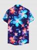 Chemise hawaïenne grande taille à fleurs et paillettes, imprimé 3D, boutons et poches, pour homme - Noir 2XL