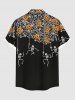 Chemise grande taille à boutons et poches pour homme, motif squelette, citrouille, toile d'araignée, Halloween - Noir 2XL