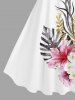 Plus Size Flowers Tropical Leaf Print Hawaii Tank Dress -  