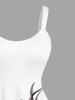 Plus Size Flowers Tropical Leaf Print Hawaii Tank Dress -  