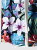 Plus Size Flowers Leaf Tropical Print Buttons Pocket Hawaii Shirt For Men -  