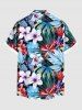 Plus Size Flowers Leaf Tropical Print Buttons Pocket Hawaii Shirt For Men -  