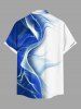 Chemise grande taille en maille transparente ombrée avec boutons et poches, imprimé 3D, pour homme - Bleu Ciel XL