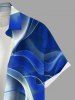 Chemise grande taille en maille transparente ombrée avec boutons et poches, imprimé 3D, pour homme - Bleu Ciel XL
