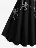 Plus Size Halloween Pumpkin Spider Web Skeleton Print Tank Dress -  