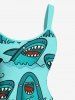 Plus Size Sharks Sea Waves Print Hawaii Tank Dress -  