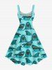 Plus Size Sharks Sea Waves Print Hawaii Tank Dress -  