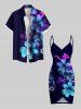 Plus Size Ombre Hibiscus Flower Leaf Print Hawaii Convertible Beach Cover Up -  