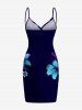 Plus Size Ombre Hibiscus Flower Leaf Print Hawaii Convertible Beach Cover Up -  