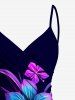 Plus Size Ombre Hibiscus Flower Leaf Print Hawaii Convertible Beach Cover Up -  