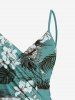 Plus Size Coconut Tree Tropical Leaf Hibiscus Flower Print Hawaii Convertible Beach Cover Up -  