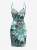 Plus Size Coconut Tree Tropical Leaf Hibiscus Flower Print Hawaii Convertible Beach Cover Up -  