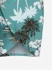 Plus Size Coconut Tree Tropical Leaf Hibiscus Flower Print Hawaii Convertible Beach Cover Up -  