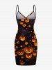 Plus Size Pumpkin Lantern Branch Print Halloween Convertible Beach Cover Up -  
