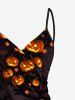 Plus Size Pumpkin Lantern Branch Print Halloween Convertible Beach Cover Up -  