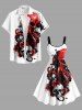 Plus Size Ink Painting Skull Octopus Flower Print Halloween A Line Tank Dress -  