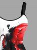 Plus Size Ink Painting Skull Octopus Flower Print Halloween A Line Tank Dress -  