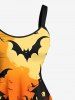 Plus Size Pumpkin Bat Tree Castle Print Halloween A Line Tank Dress -  