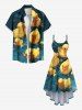 Plus Size Cute Duck Pond Print Hawaii Ombre High Low Asymmetric Cami Dress -  