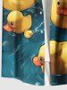 Plus Size Cute Duck Pond Print Hawaii Ombre Button Pocket Shirt For Men -  