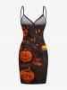Plus Size Pumpkin Lantern House Print Halloween Convertible Beach Cover Up -  