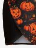 Plus Size Pumpkin Lantern House Print Halloween Convertible Beach Cover Up -  