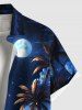 Chemise hawaïenne grande taille à imprimé cocotiers, nuages, lune et galaxie, avec poches boutonnées, pour homme - Bleu Ciel XL