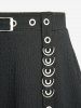 Plus Size Textured Strap Buckle Grommet Pocket A Line Skirt -  