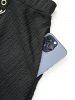 Plus Size Textured Strap Buckle Grommet Pocket A Line Skirt -  