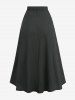 Plus Size Textured Strap Buckle Grommet Pocket A Line Skirt -  