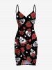 Halloween Skull Rose Flower Heart Print Plus Size Matching Outfit For Couples -  