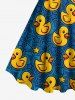 Ducks Stars Print Plus Size Matching Hawaii Beach Outfit For Couples -  