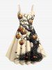 Tenue assortie grande taille pour couple, motif citrouille, arbre et chauve-souris, pour Halloween - Abricot 