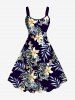 Tropical Leaf Hibiscus Flower Print Plus Size Matching Hawaii Beach Outfit For Couples -  