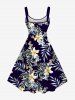 Tropical Leaf Hibiscus Flower Print Plus Size Matching Hawaii Beach Outfit For Couples -  