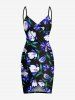 Tenue de plage hawaïenne assortie grande taille à imprimé fleurs et feuilles pour couples - Noir 