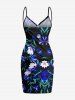 Tenue de plage hawaïenne assortie grande taille à imprimé fleurs et feuilles pour couples - Noir 
