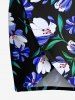 Tenue de plage hawaïenne assortie grande taille à imprimé fleurs et feuilles pour couples - Noir 