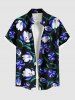 Tenue de plage hawaïenne assortie grande taille à imprimé fleurs et feuilles pour couples - Noir 