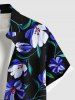 Tenue de plage hawaïenne assortie grande taille à imprimé fleurs et feuilles pour couples - Noir 