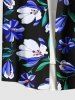 Tenue de plage hawaïenne assortie grande taille à imprimé fleurs et feuilles pour couples - Noir 
