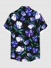 Tenue de plage hawaïenne assortie grande taille à imprimé fleurs et feuilles pour couples - Noir 