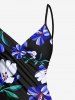 Tenue de plage hawaïenne assortie grande taille à imprimé fleurs et feuilles pour couples - Noir 
