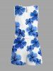 Ensemble chemise et barboteuse hawaïennes assorties, tenue de plage grande taille, imprimé fleurs d'hibiscus aquarelle, pour couples - Bleu Ciel 