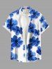 Ensemble chemise et barboteuse hawaïennes assorties, tenue de plage grande taille, imprimé fleurs d'hibiscus aquarelle, pour couples - Bleu Ciel 