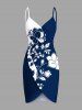 Two Tone Flower Leaf Branch Print Plus Size Matching Hawaii Beach Outfit For Couples -  